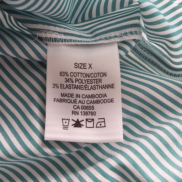 Green Pinstripe Button Down Shirt Penningtons Size X - Picture 10 of 11